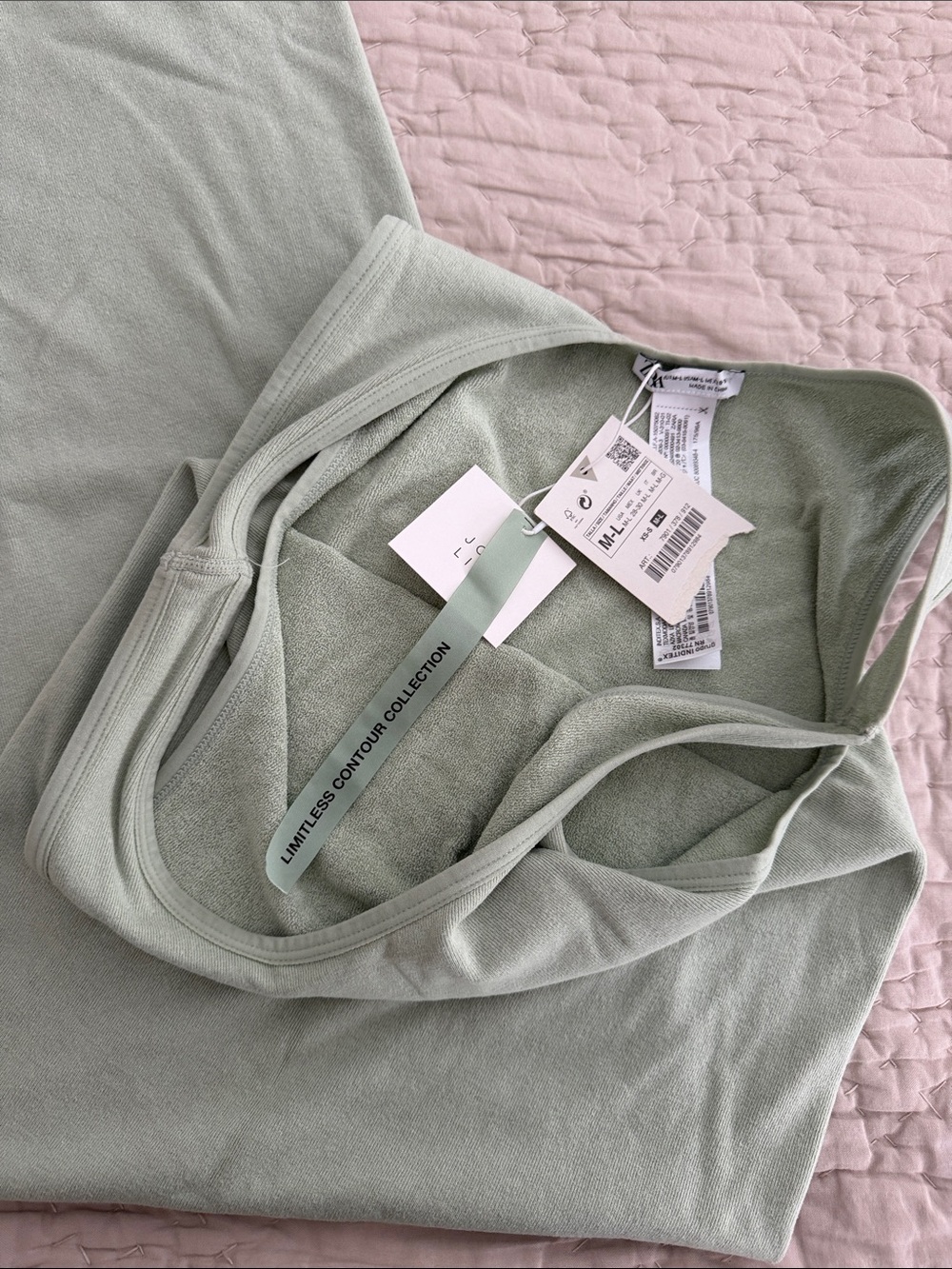 Zara limitless contour collection Sleeveless soft  Green Ribbed fittedTank Dress